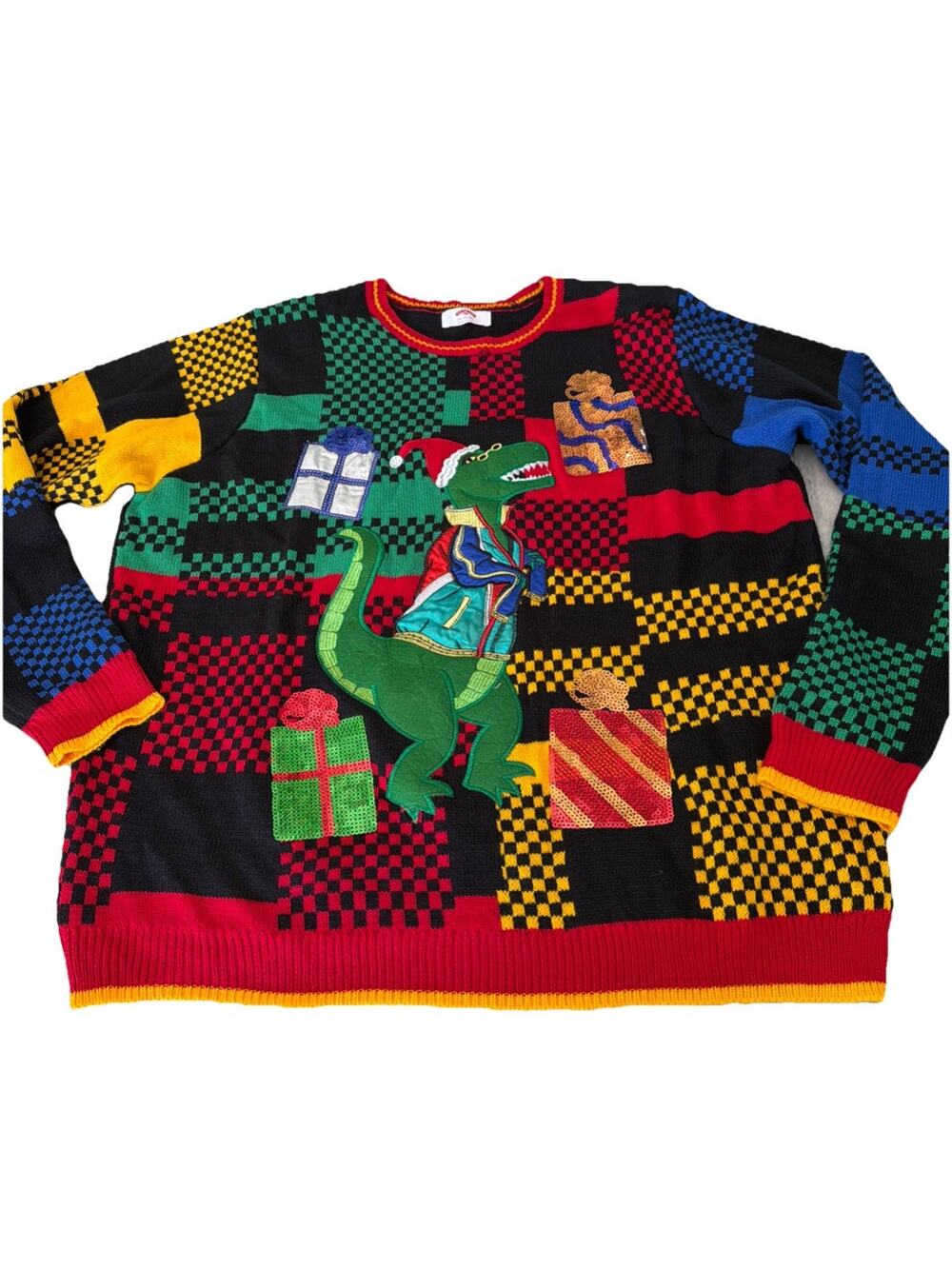 Holiday Time Unisex Adult Dinosaur Ugly Christmas Pullover Sweater Sz 2XL